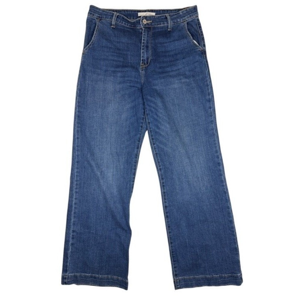 KanCan Jeans Women 29 KC7127M Blue High Rise Wide Leg Raw Hem